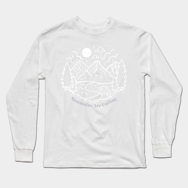 Mountains Are Calling and Hiking, camping Gift for forest lover Long Sleeve T-Shirt by yassinebd